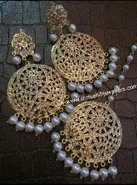 White Pearl Jadau Earring With Tikka