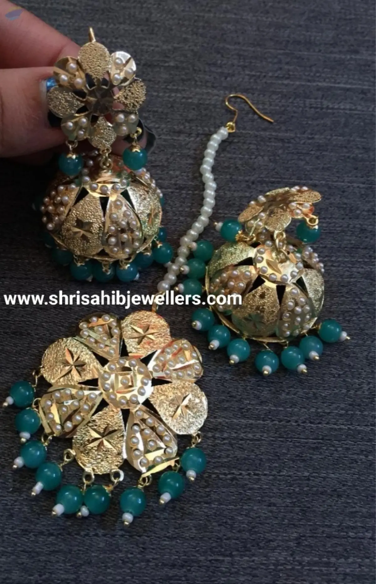 Jumki C Green Pearl With Mang Tikka