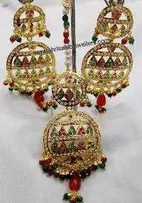 Red Green Tikka +earrings