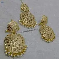 White Earrings +tikka