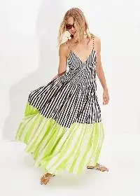 Premium Fashionable Striped Flare Maxi Dress
