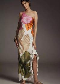 Fashionable Multiprint Flare Ruffle Dress