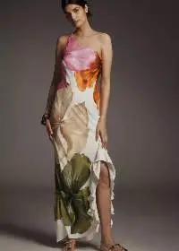 Fashionable Multiprint Flare Ruffle Dress