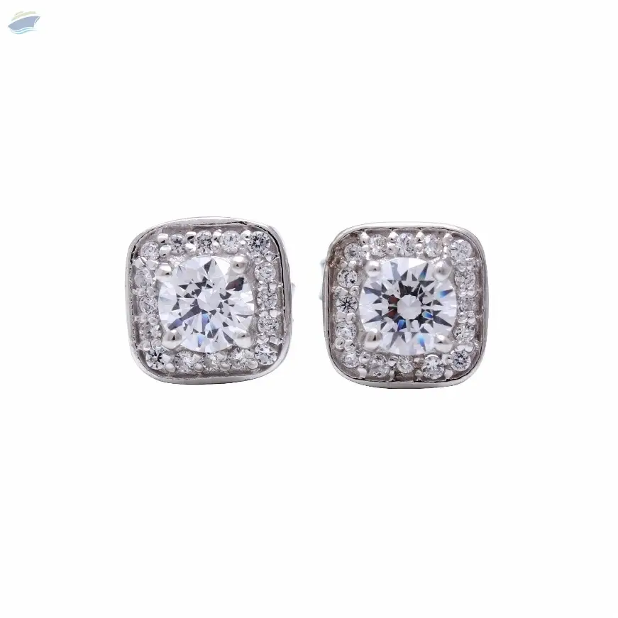Sterling Silver Square Swarovski Stud Earrings