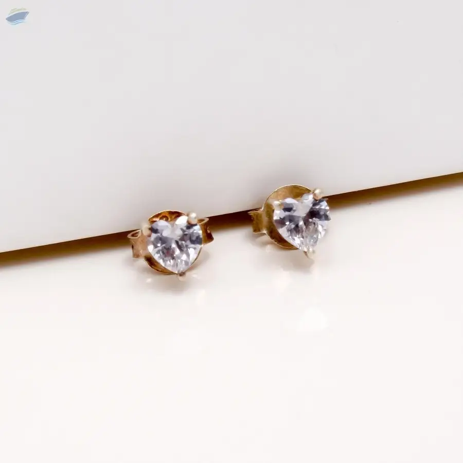 Silver Swarovski Heart-Shaped Stud Earrings