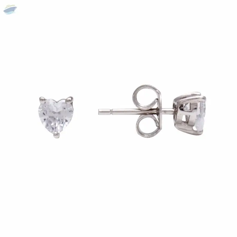 Silver Swarovski Heart-Shaped Stud Earrings