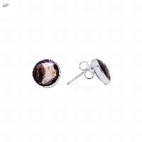 Sterling Silver Smoky Topaz Stud Earrings