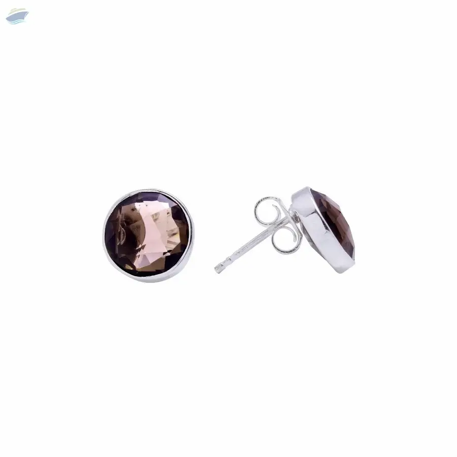 Sterling Silver Smoky Topaz Stud Earrings