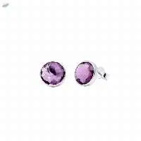 Round 925 Sterling Silver Amethyst Stud Earrings