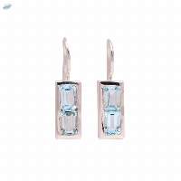 Silver Long Blue Topaz Earrings