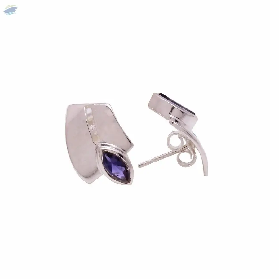 925 Sterling Silver Iolite Stud Earrings