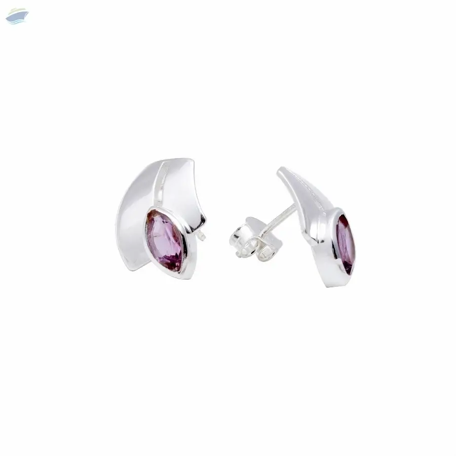 925 Sterling Silver Amethyst Stud Earrings