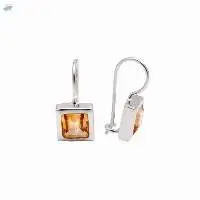 Square 925 Sterling Silver Citrine Earrings