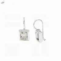 Square 925 Sterling Silver Blue Topaz  Earrings