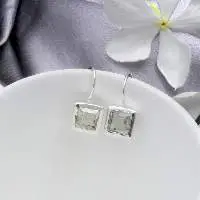 925 Sterling Silver Green Amethyst Earrings
