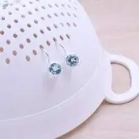 Round 925 Sterling Silver Blue Topaz Earrings