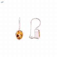 Oval 925 Sterling Silver Citrine Earrings