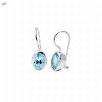 Oval 925 Sterling Silver Blue Topaz Earrings