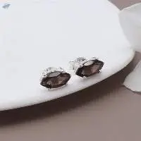 Marquise Shape Smoky Quartz Stud Earrings