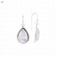 Silver Tear Drop Shape Moonstone Earrings