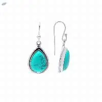 Silver Tear Drop Shape Turquoise Earrings