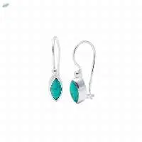 Silver Marquise Shape Turquoise Earrings