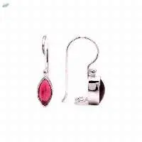 Silver Marquise Shape Garnet Earrings