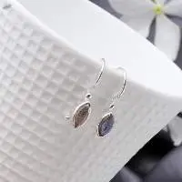 Silver Marquise Shape Labrodorite Earrings