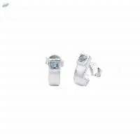 Silver Blue Topaz Stud Earrings For Women
