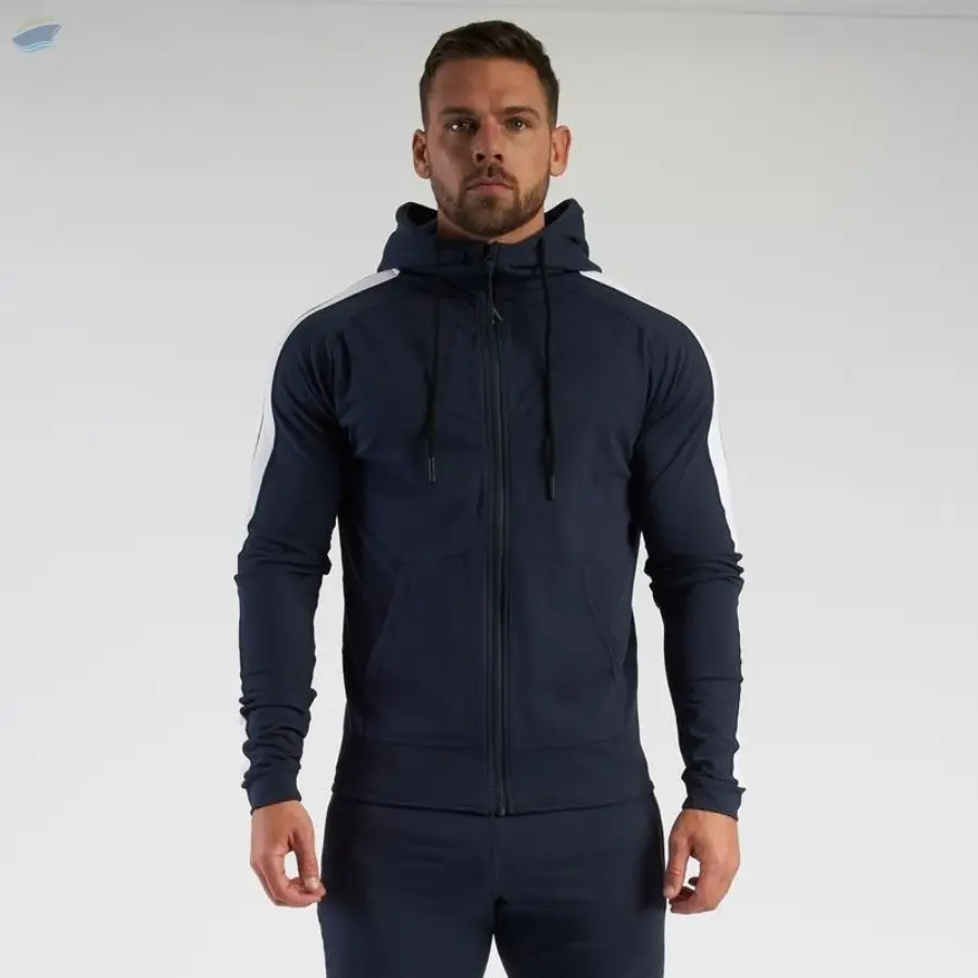 Men Stipred Workout Training Hoodies