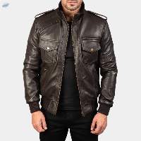 Outwear Cowhide Men brown Leather Jacket