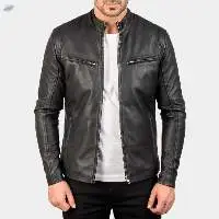 Men Motorcycle Leather Jacket Black