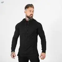Custom Logo Men Black Fleece Hoodie