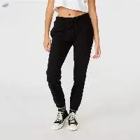 Solid Black Women Casual Sweatpants