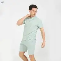Breathable Men Solid 2 Piece Set
