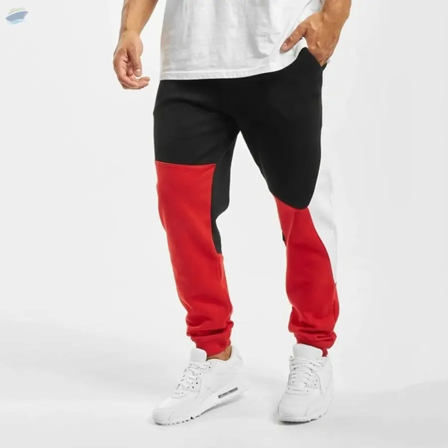 Patchwork Men Fleece Jogger Sweatpants