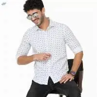 Peach Finish Printed Fabric Casual Shirts