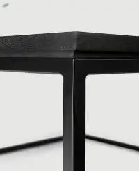 black coffee table with metal legs