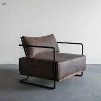 Metal Arm Chair With leather upholstery