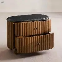 Wooden Fluted Bedside Table- Large