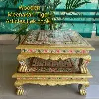 Wooden Meenakari Tiger Articles Lek Chowki