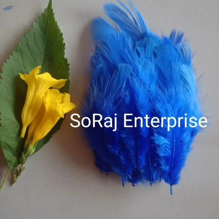 Natural Small Feathers Ink Blue