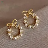 Ladies Rhinestone Studded Drop Earrings