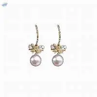 Ladies Bow Pearl Drop Earrings
