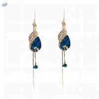 Ladies Peacock Drop Long Earrings