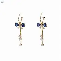 Ladies Bow Long Drop Earrings