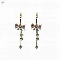 Ladies Beautiful Bow Long Drop Earrings