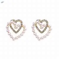 Ladies Rhinestone Heart Shaped Stud Earrings