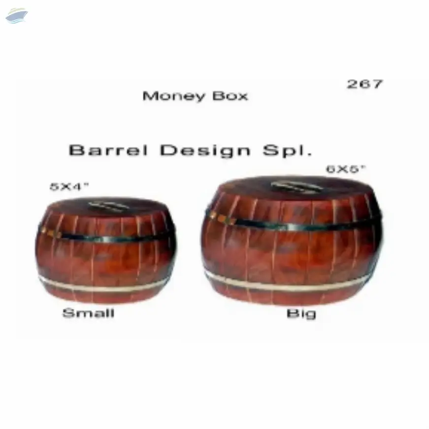 Wooden Money Box Barrel