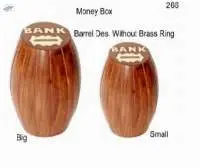Wooden Money Box Barrel